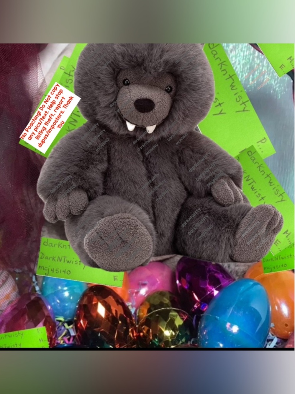 RARE RETIRED STILL SEALED MFG PLASTIC BNWT Jellycat Wilf Wolf GREAT GIFT! - Picture 11 of 16
